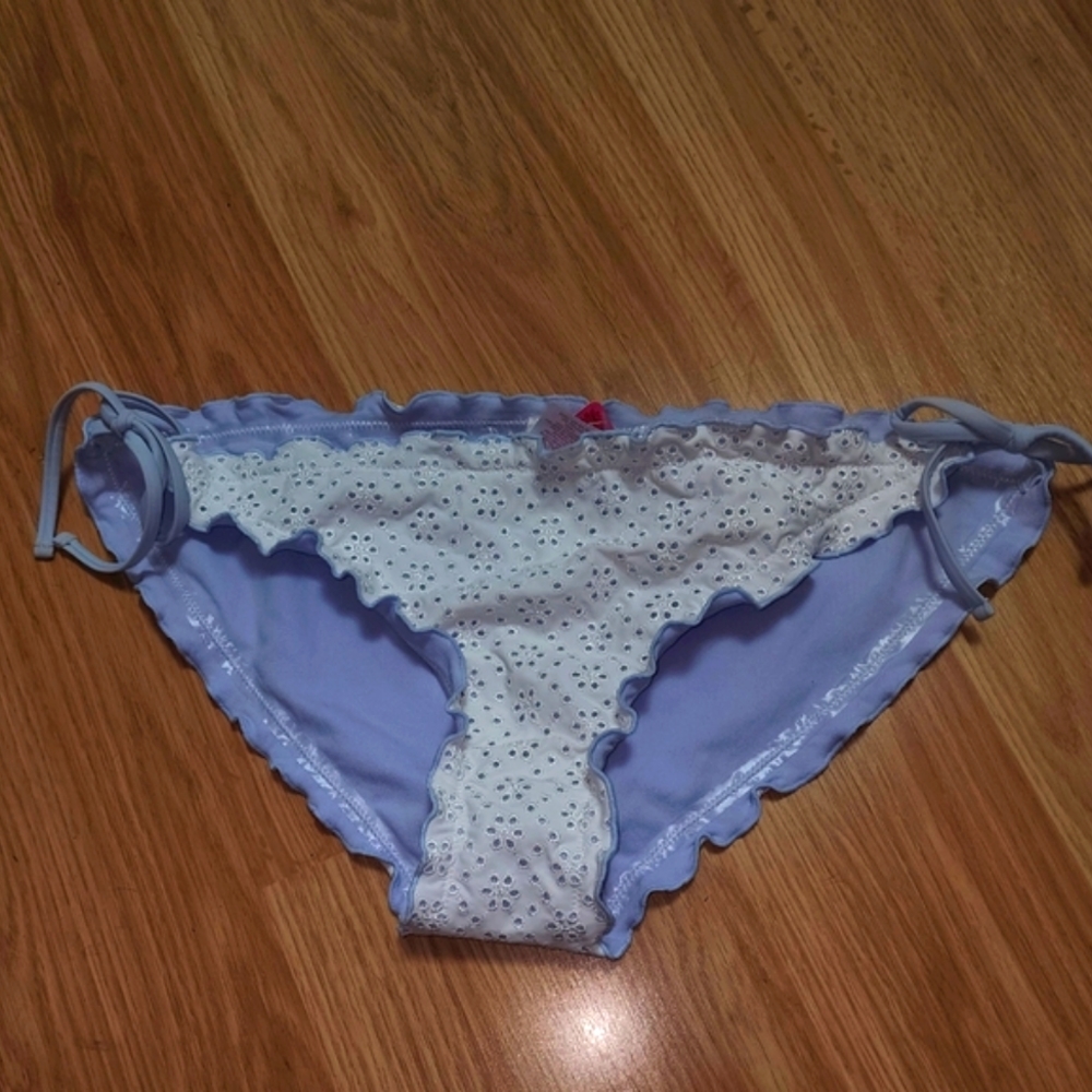 Xhilaration White Lavender Eyelet Bikini Swim Bottoms XL NWT